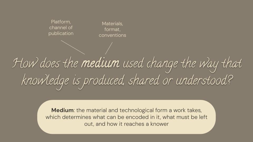 The central question about how the medium changes knowledge