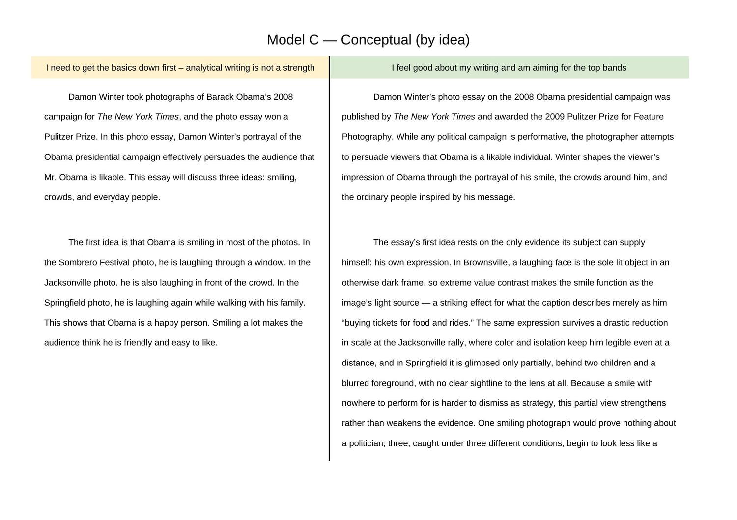 Model C organized by idea